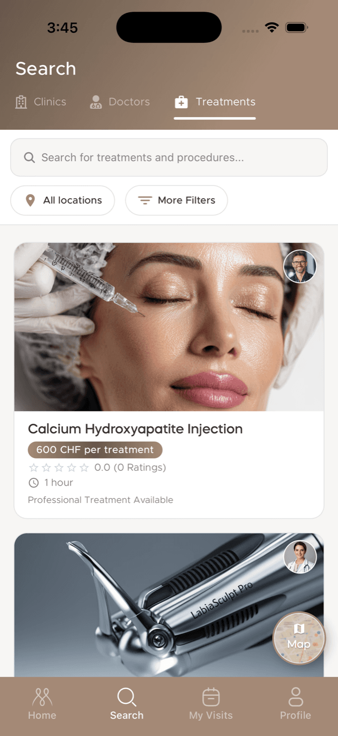 Patient App — Behandlungssuche